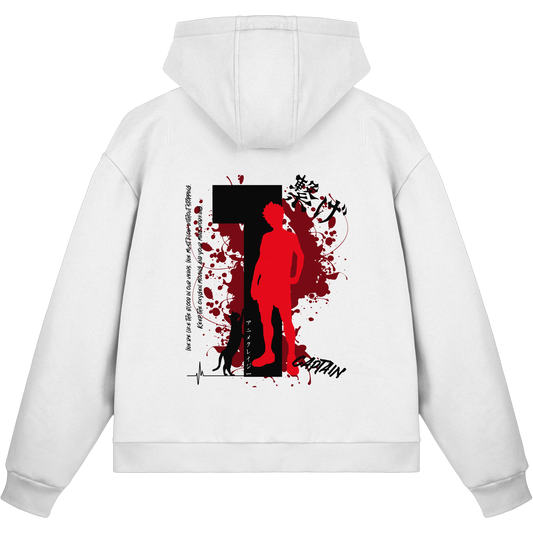 "Captain" White Fluffy Boxcut Zipper