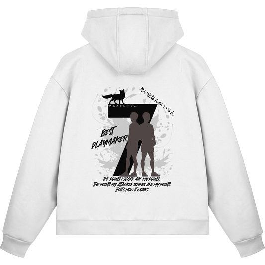 "Best Playmaker" White Fluffy Boxcut Zipper