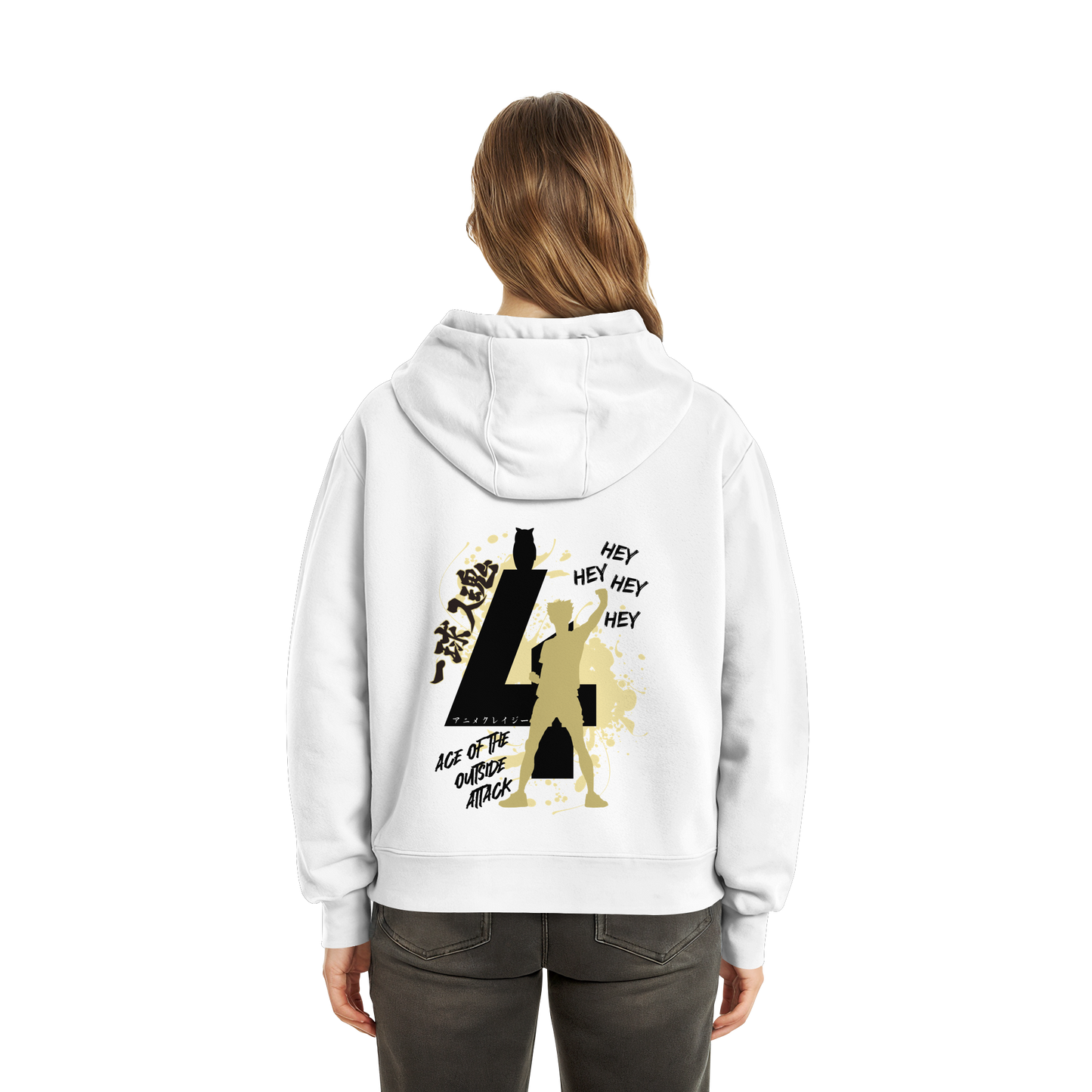 "Ace Of The Outside Attack" White Fluffy Boxcut Zipper