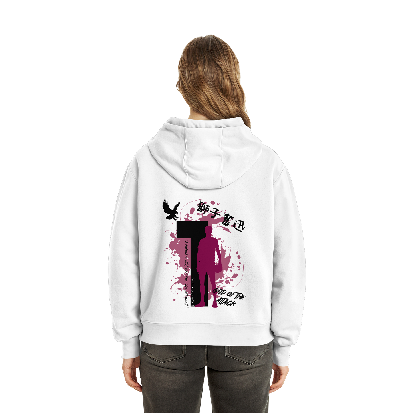 "God Of The Attack" White Fluffy Boxcut Zipper