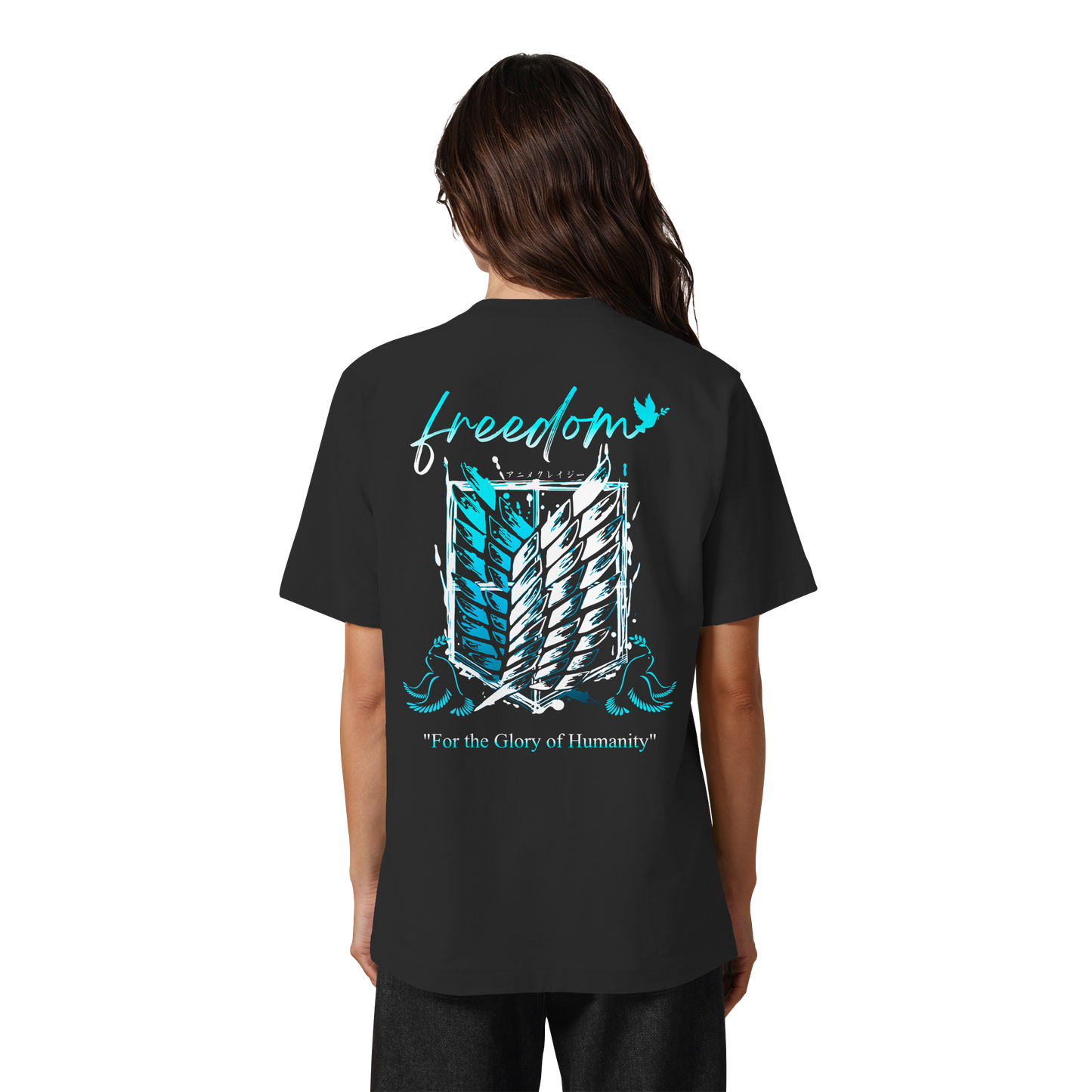 "Blue Rebellion - Wings Of Hope" Back Heavy Oversized Organic Shirt