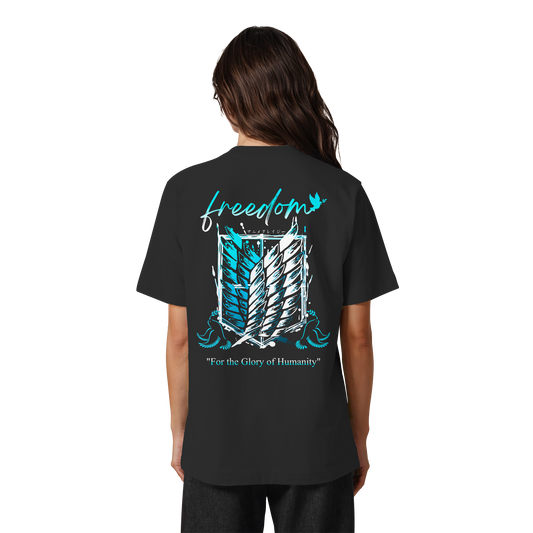 "Blue Rebellion - Wings Of Hope" Back Heavy Oversized Organic Shirt