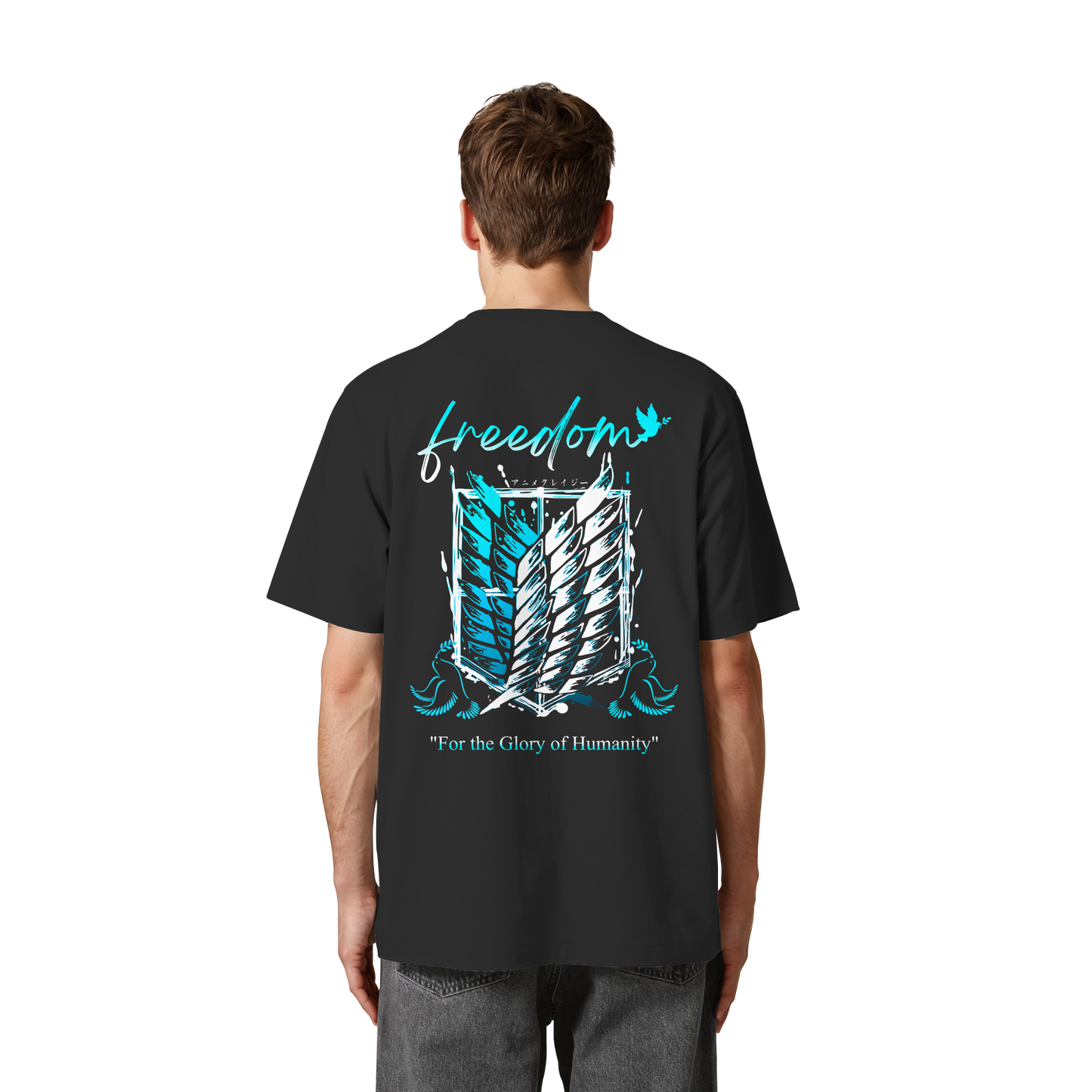 "Blue Rebellion - Wings Of Hope" Back Heavy Oversized Organic Shirt