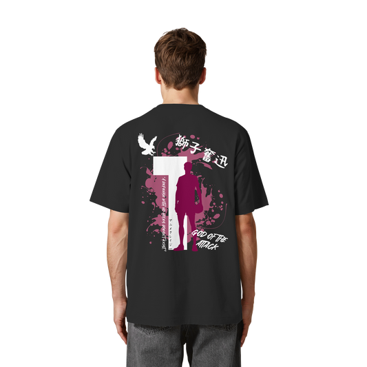 "God Of The Attack" Back Organic Heavy Oversized Shirt