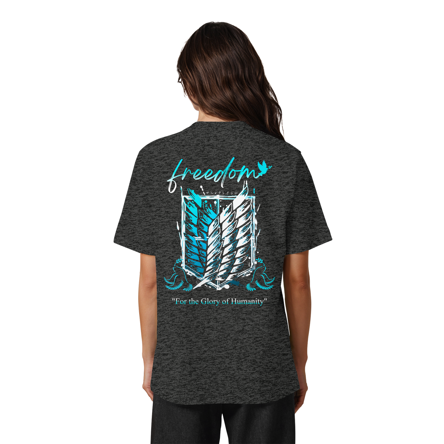 "Blue Rebellion - Wings Of Hope" Back Heavy Oversized Organic Shirt