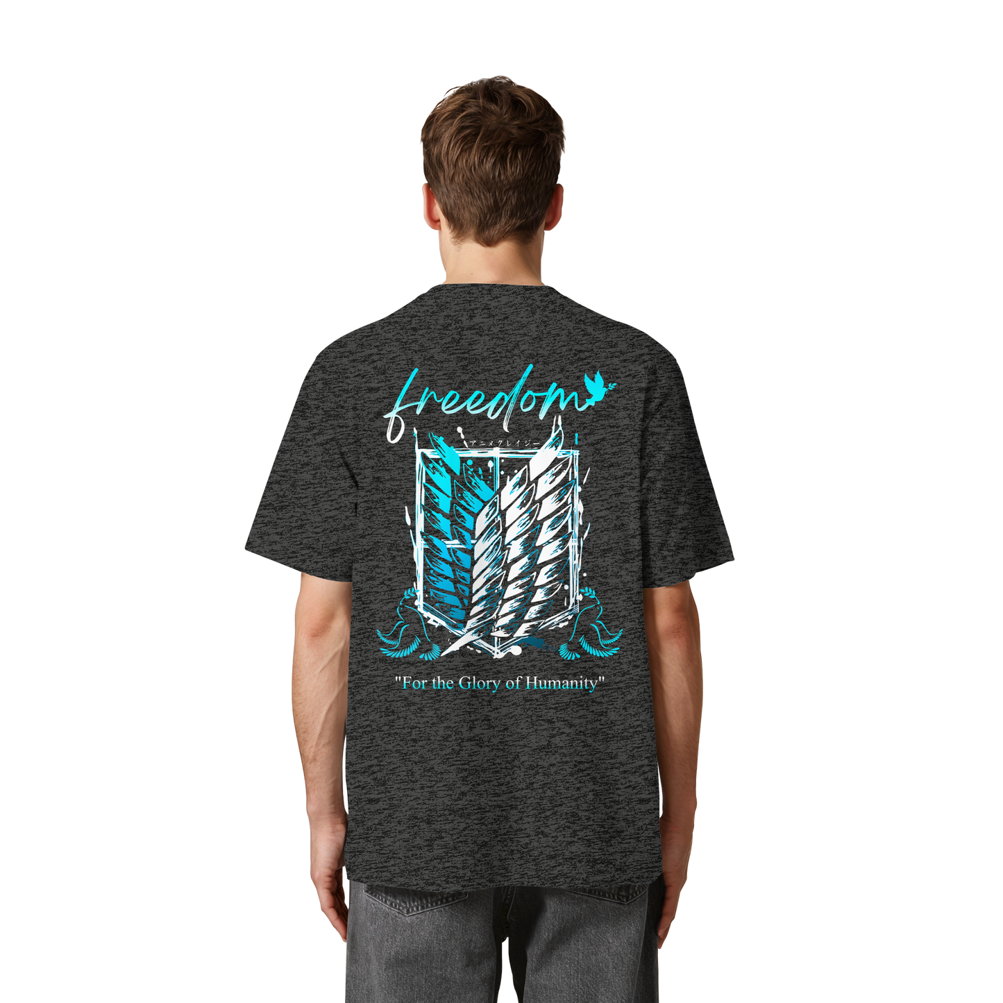 "Blue Rebellion - Wings Of Hope" Back Heavy Oversized Organic Shirt