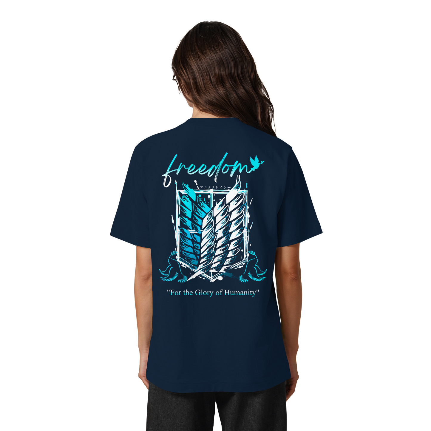 "Blue Rebellion - Wings Of Hope" Back Heavy Oversized Organic Shirt