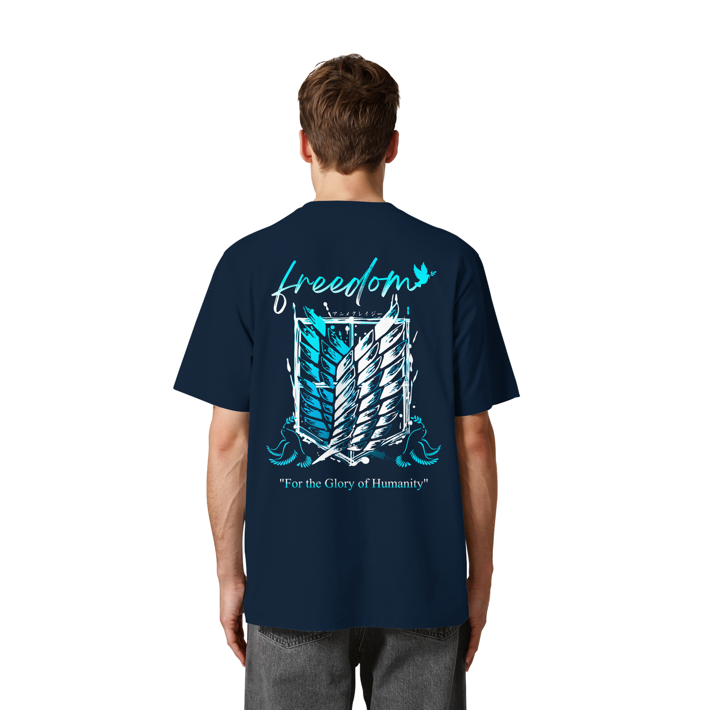 "Blue Rebellion - Wings Of Hope" Back Heavy Oversized Organic Shirt