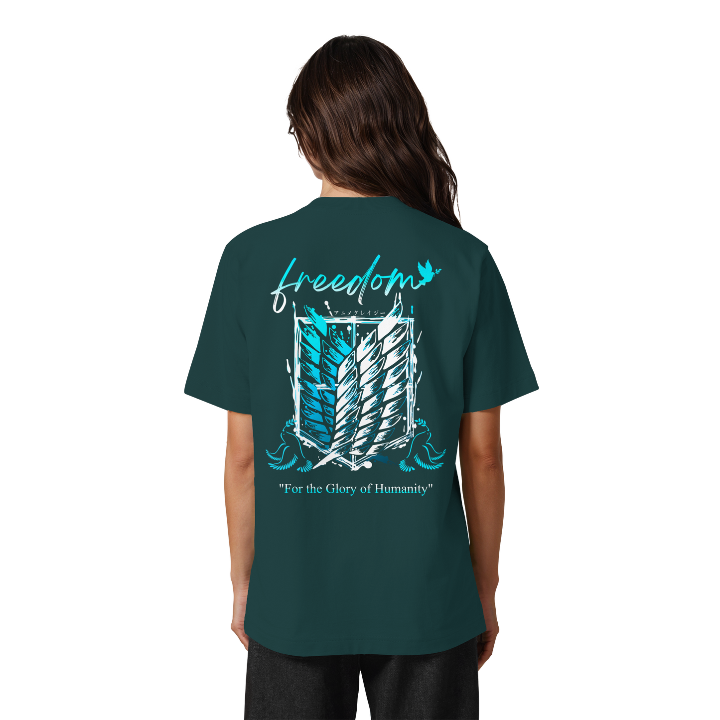 "Blue Rebellion - Wings Of Hope" Back Heavy Oversized Organic Shirt