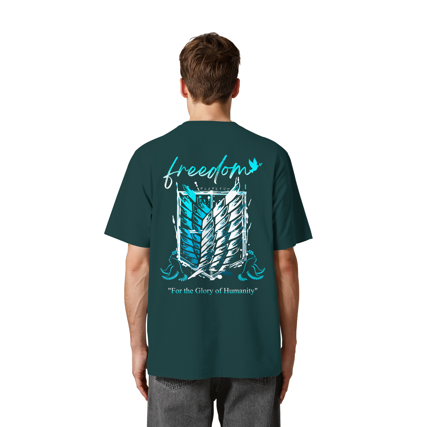 "Blue Rebellion - Wings Of Hope" Back Heavy Oversized Organic Shirt