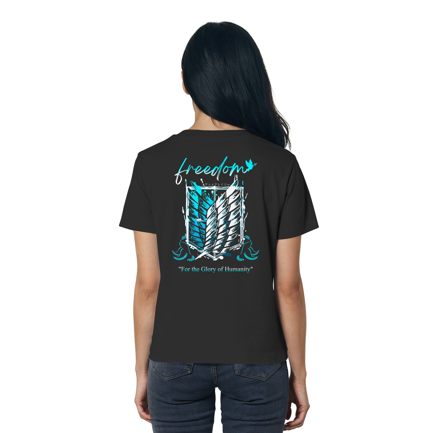 "Blue Rebellion - Wings Of Hope" Back Women Organic Shirt