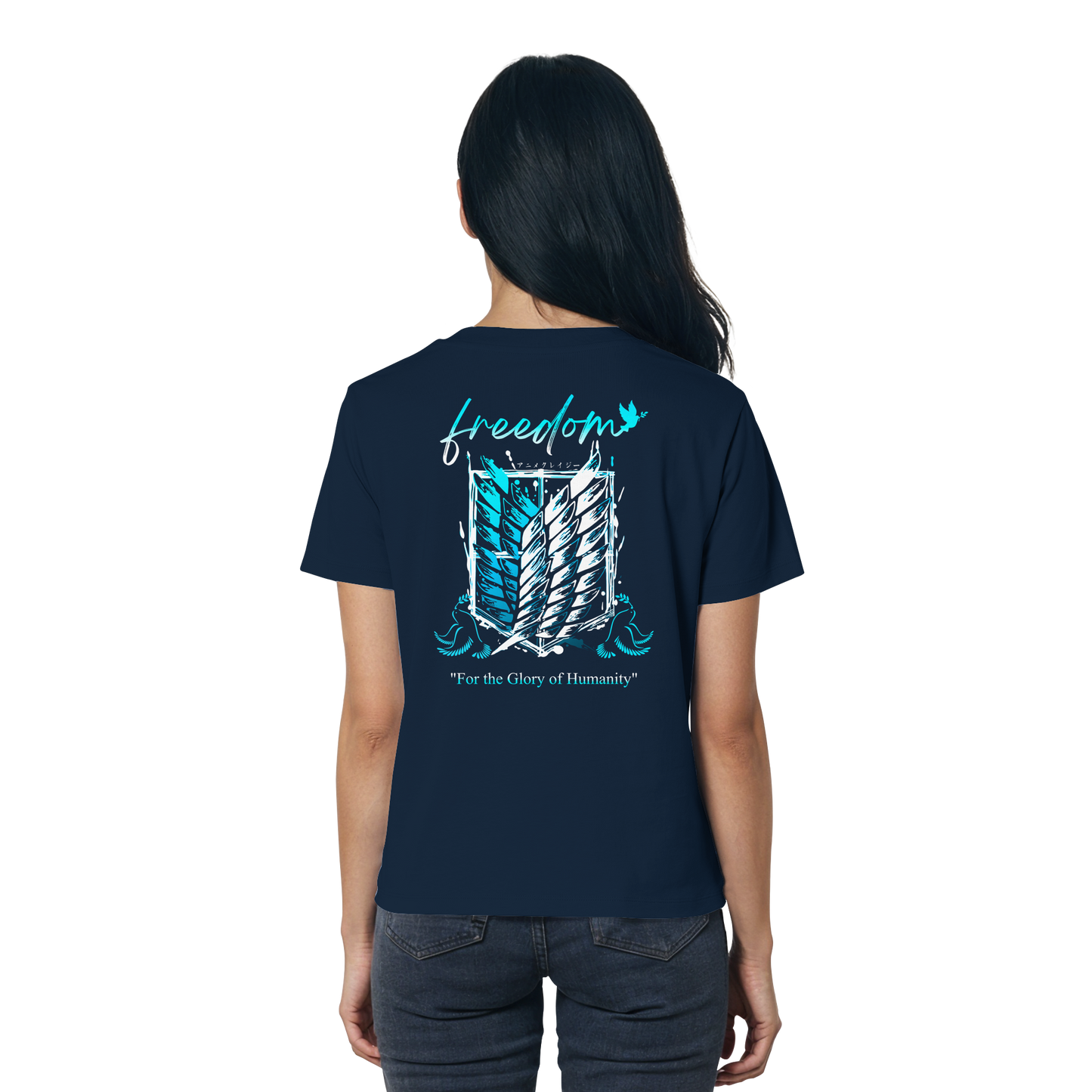 "Blue Rebellion - Wings Of Hope" Back Women Organic Shirt