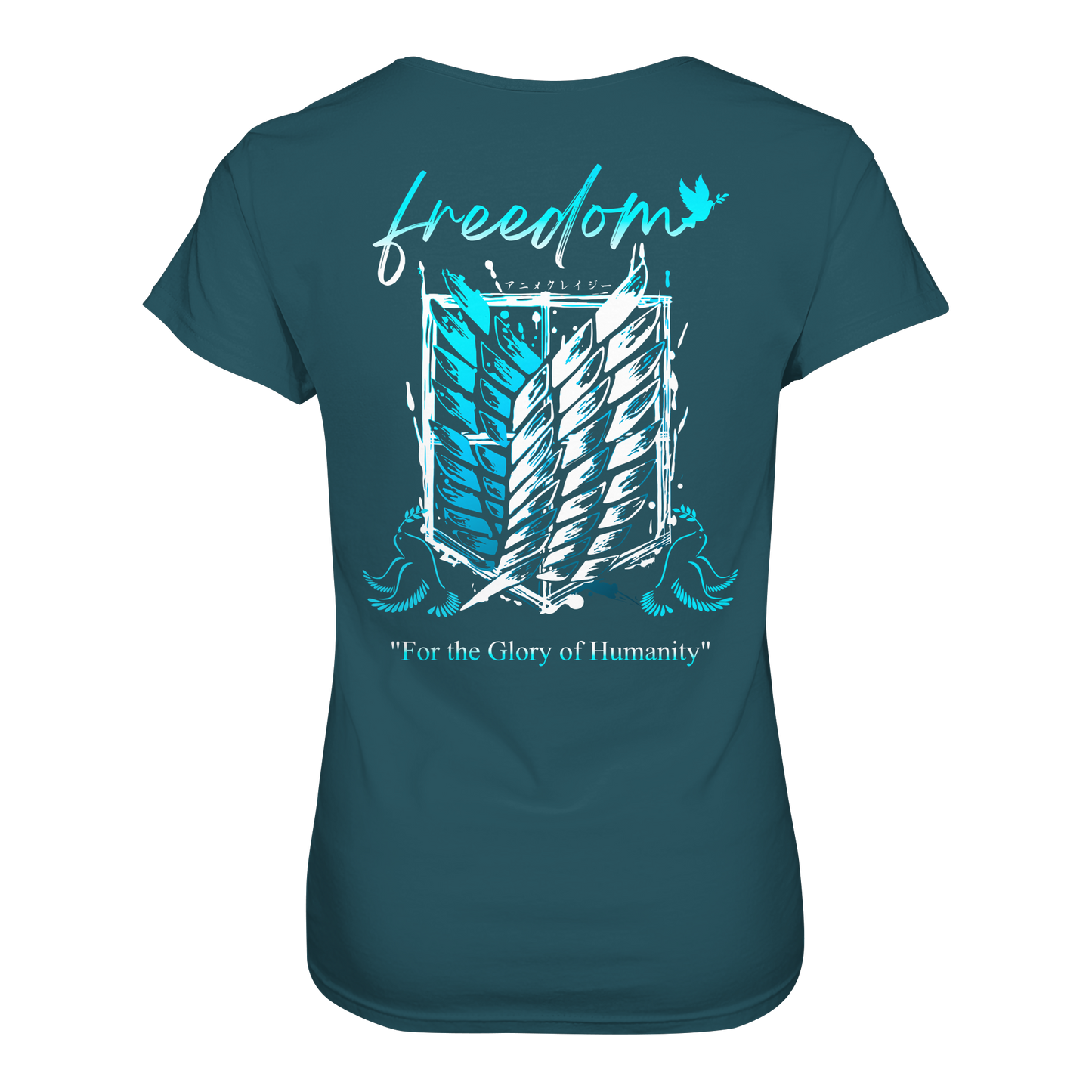 "Blue Rebellion - Wings Of Hope" Back Women Organic Shirt