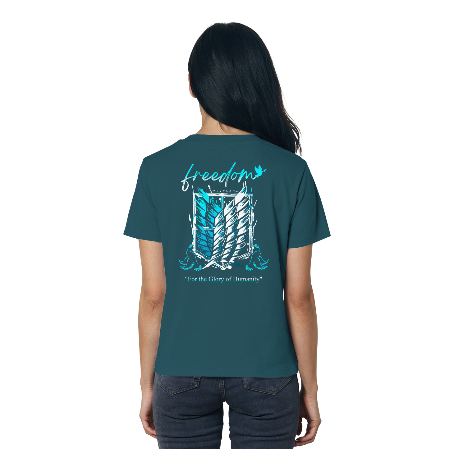 "Blue Rebellion - Wings Of Hope" Back Women Organic Shirt