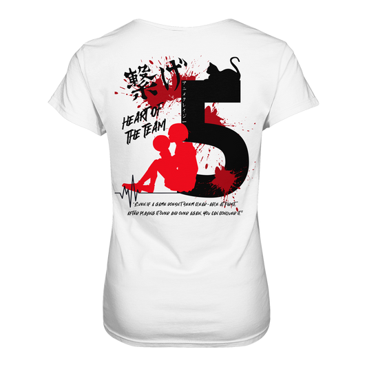 "Heart Of The Team" Back White Women Organic Shirt