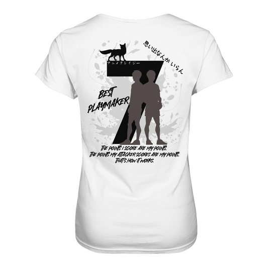 "Best Playmaker" Back White Women Organic Shirt