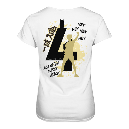 "Ace Of The Outside Attack" Back White Women Organic Shirtt