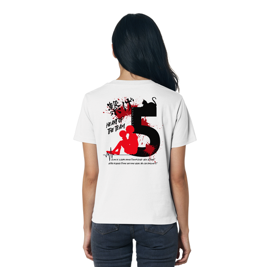 "Heart Of The Team" Back White Women Organic Shirt