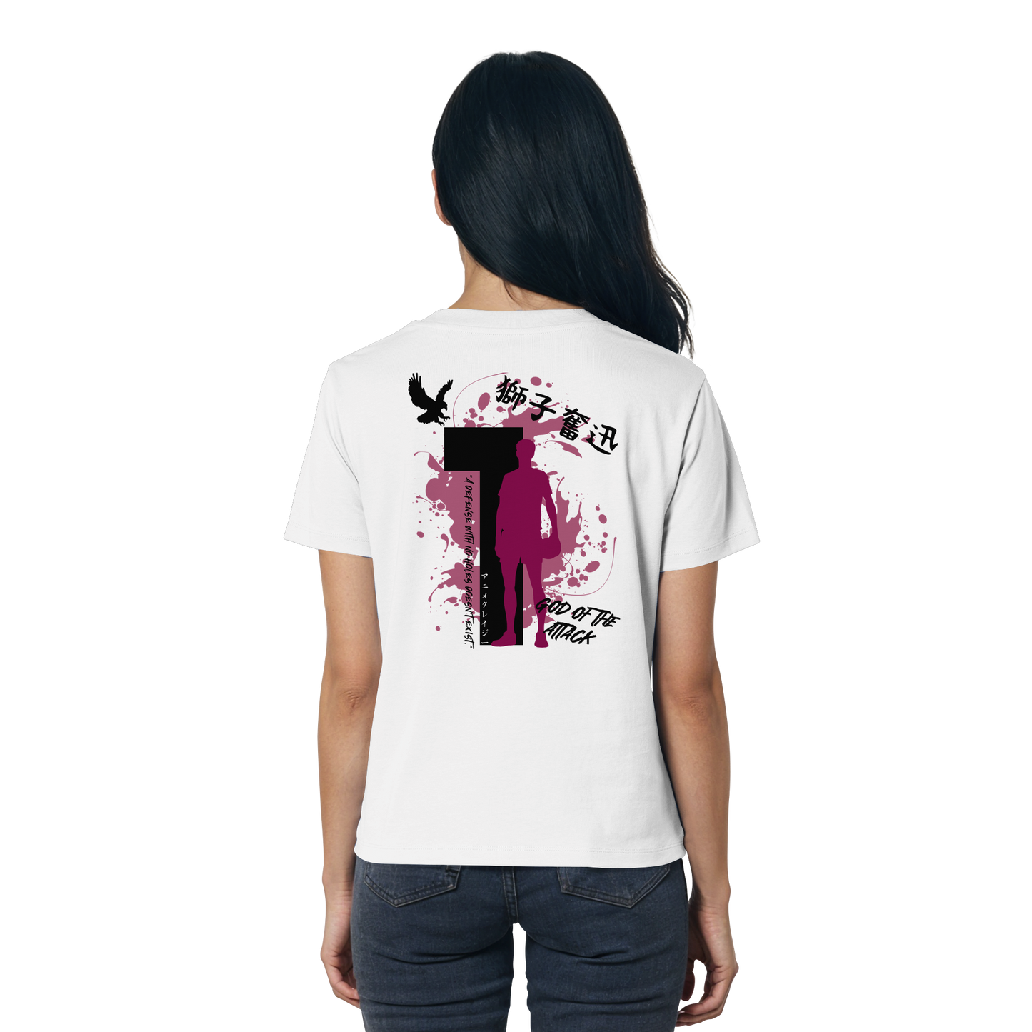 "God Of The Attack" Back White Women Organic Shirt