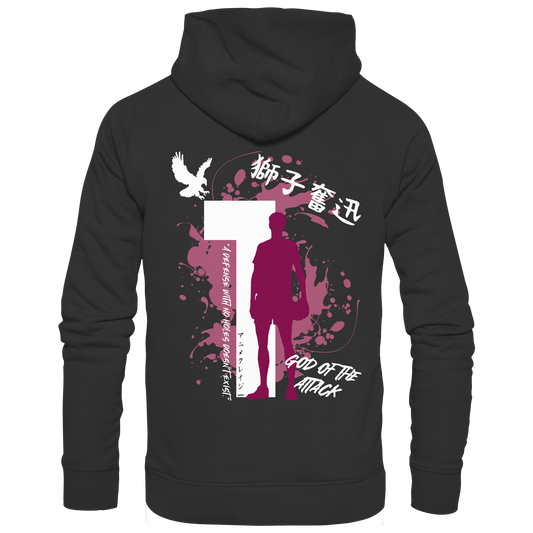 "God Of The Attack" Back Black Organic Classic Hoodie