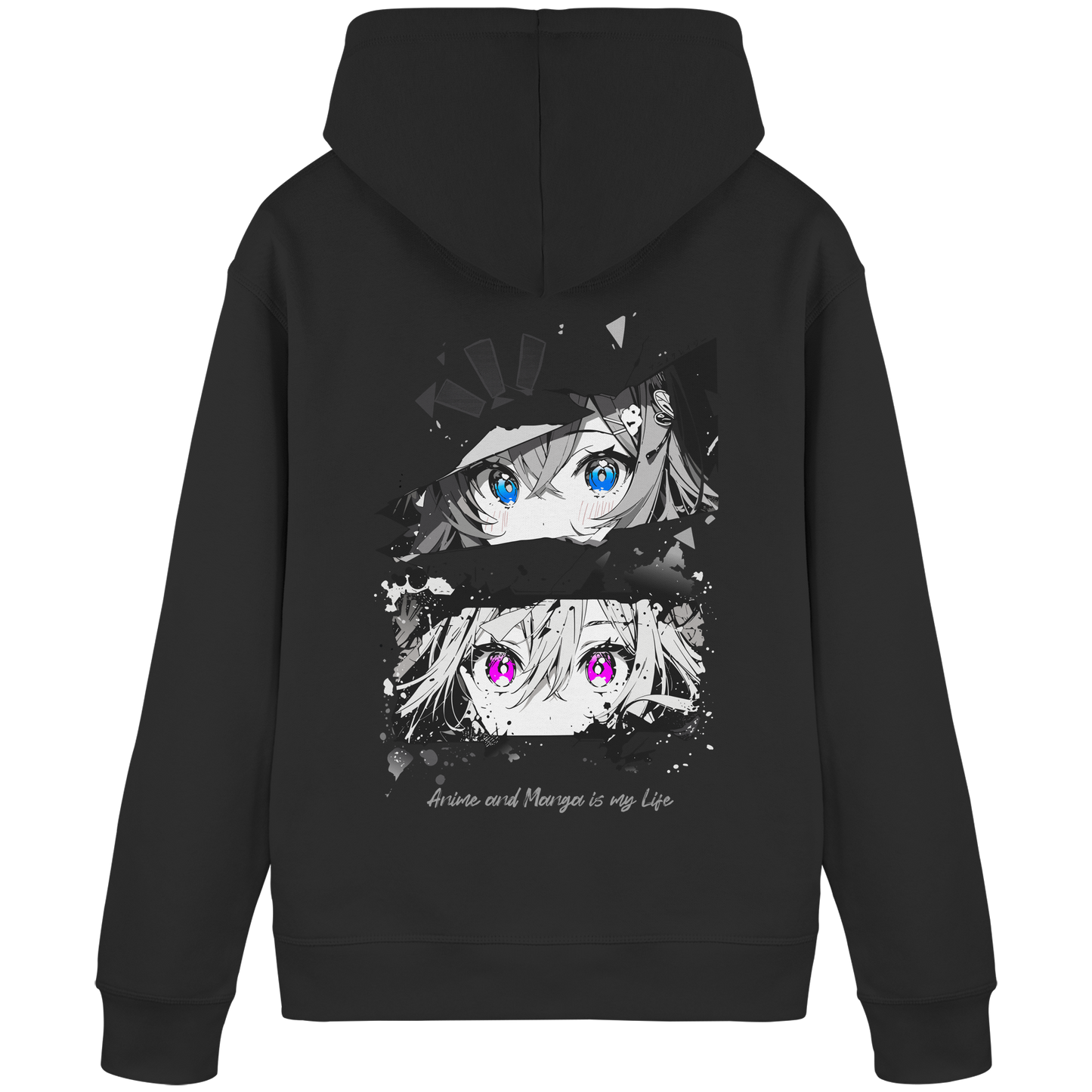 "Anime Eyes" Back - Organic Basic Hoodie