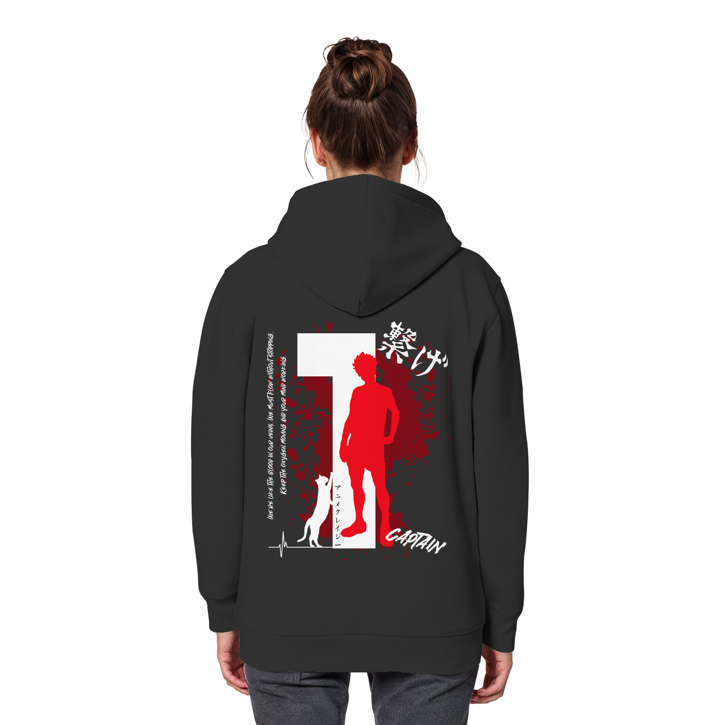 "Captain" Back Black Organic Classic Hoodie