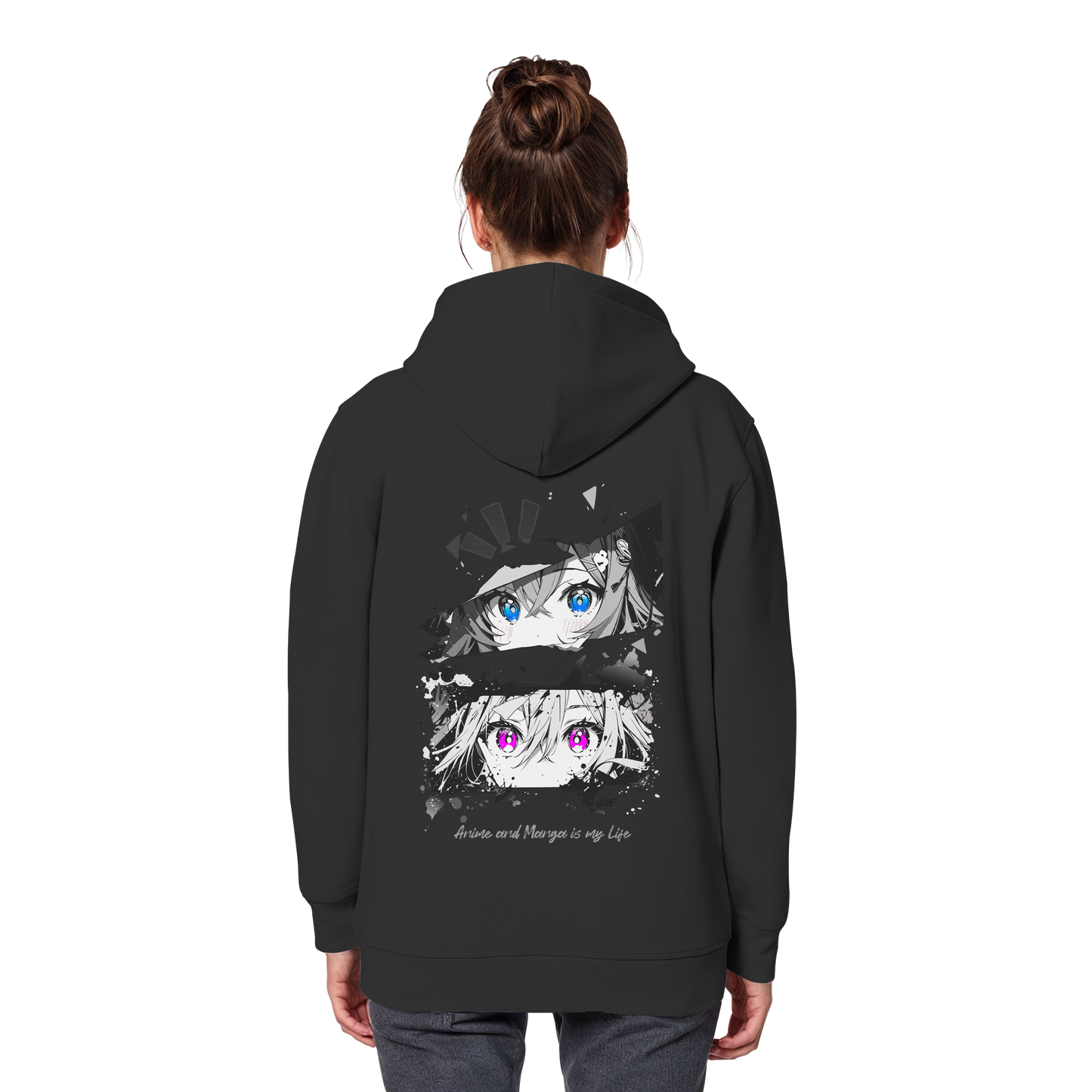 "Anime Eyes" Back - Organic Basic Hoodie