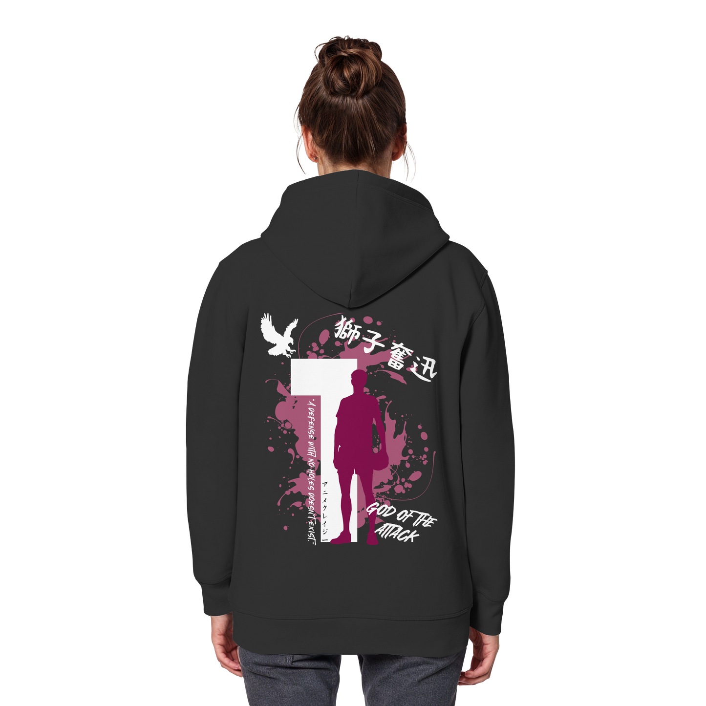 "God Of The Attack" Back Black Organic Classic Hoodie