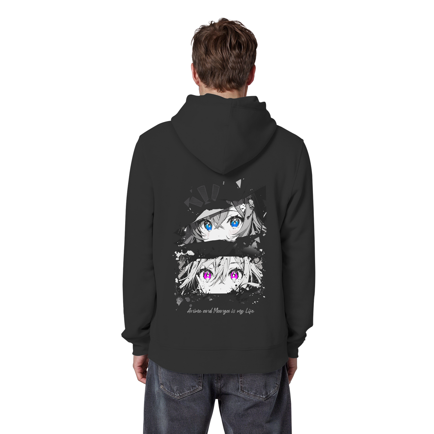 "Anime Eyes" Back - Organic Basic Hoodie