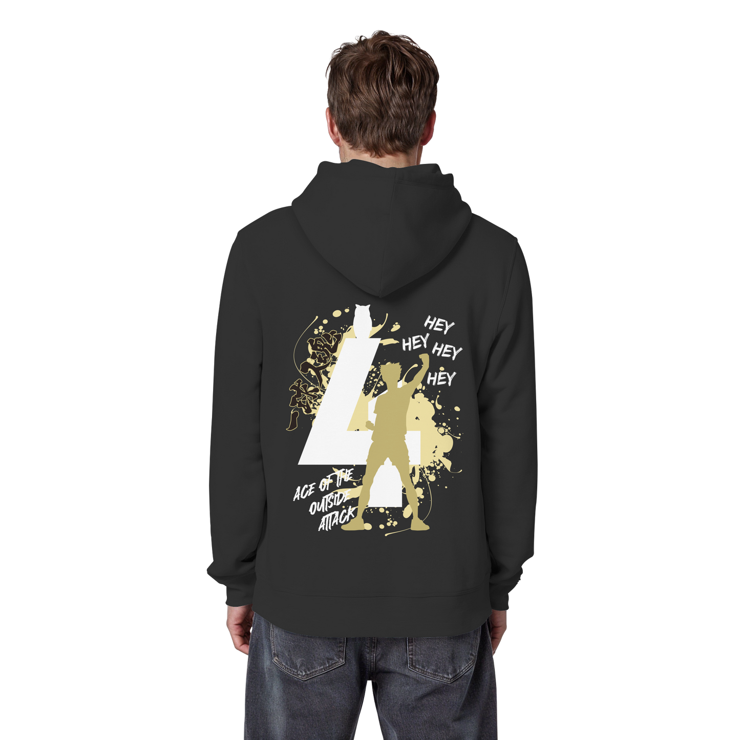 "Ace Of The Outside Attack" Back Black Organic Classic Hoodie