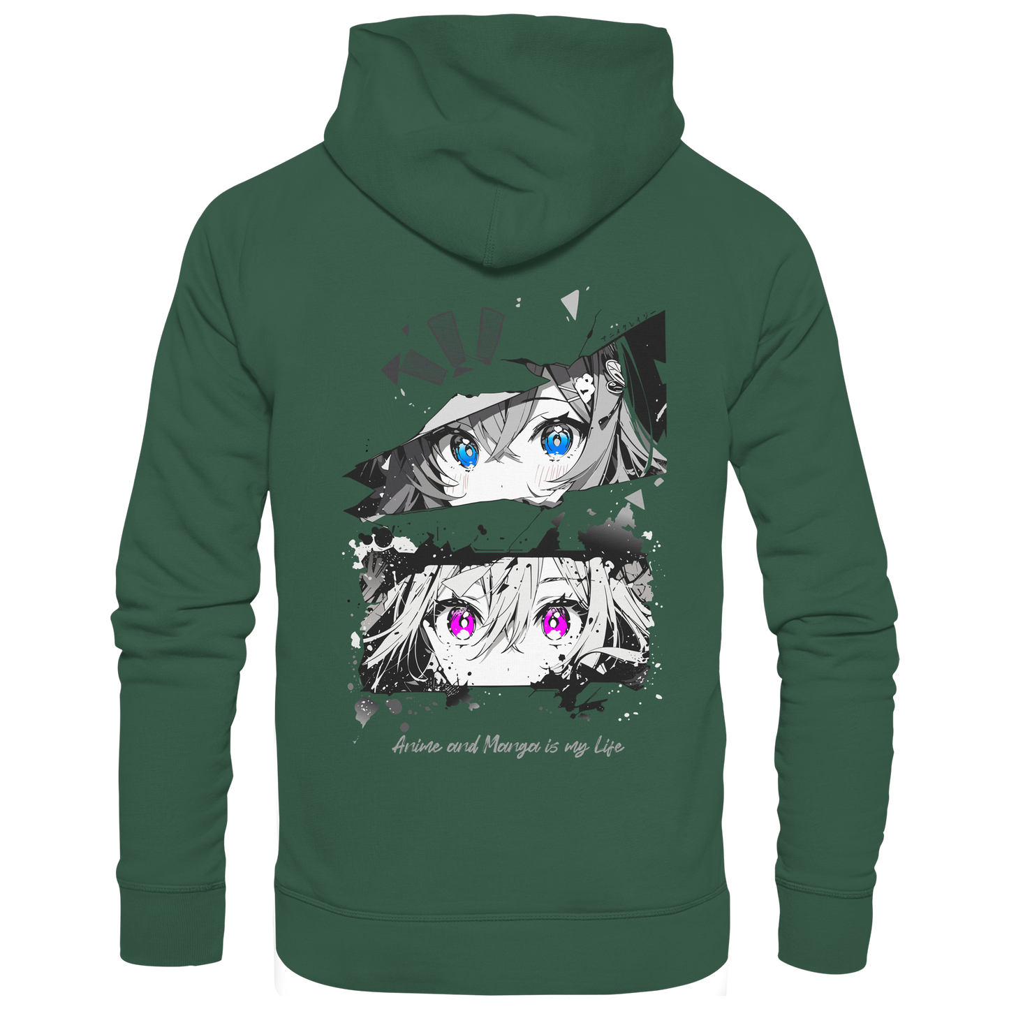 "Anime Eyes" Back - Organic Basic Hoodie