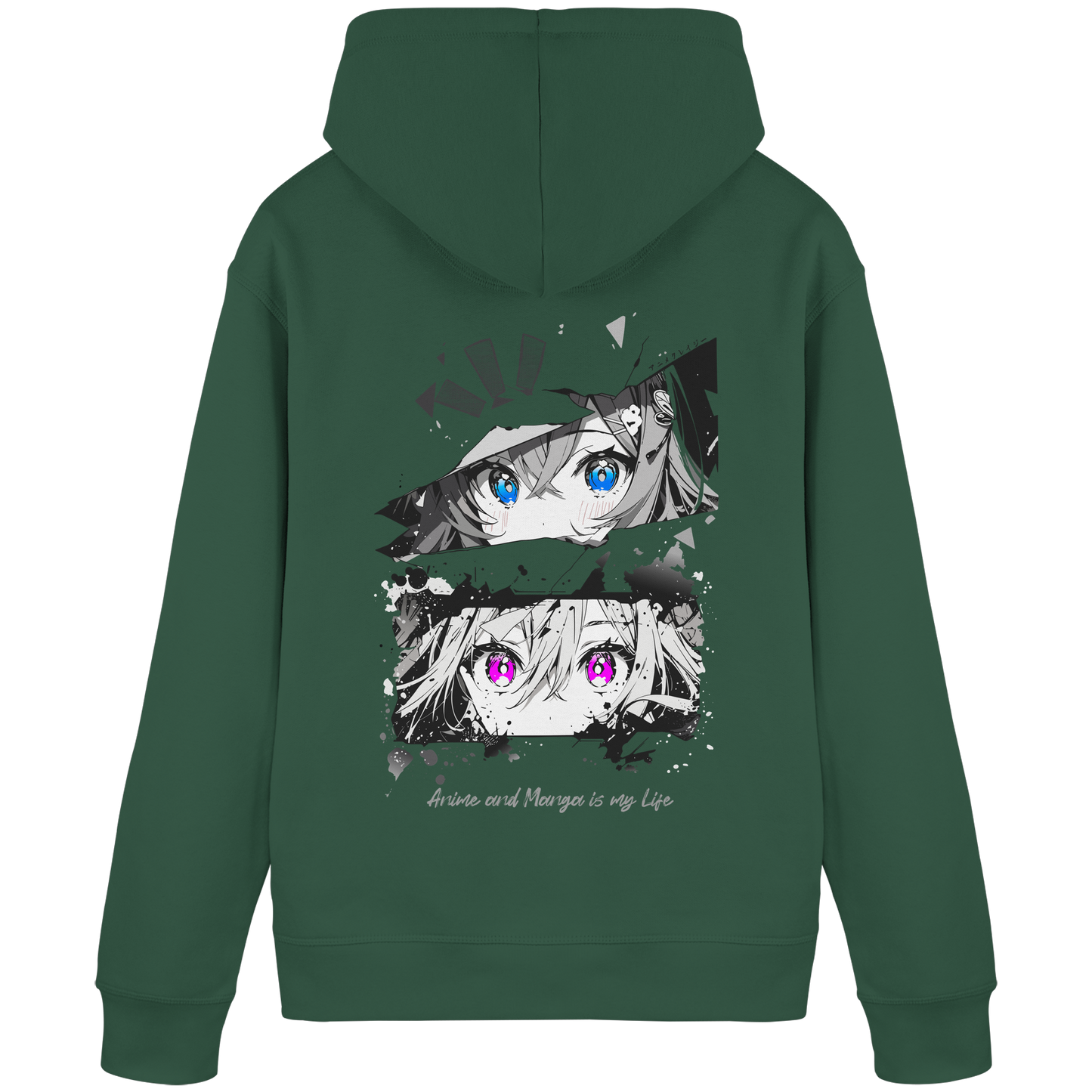 "Anime Eyes" Back - Organic Basic Hoodie