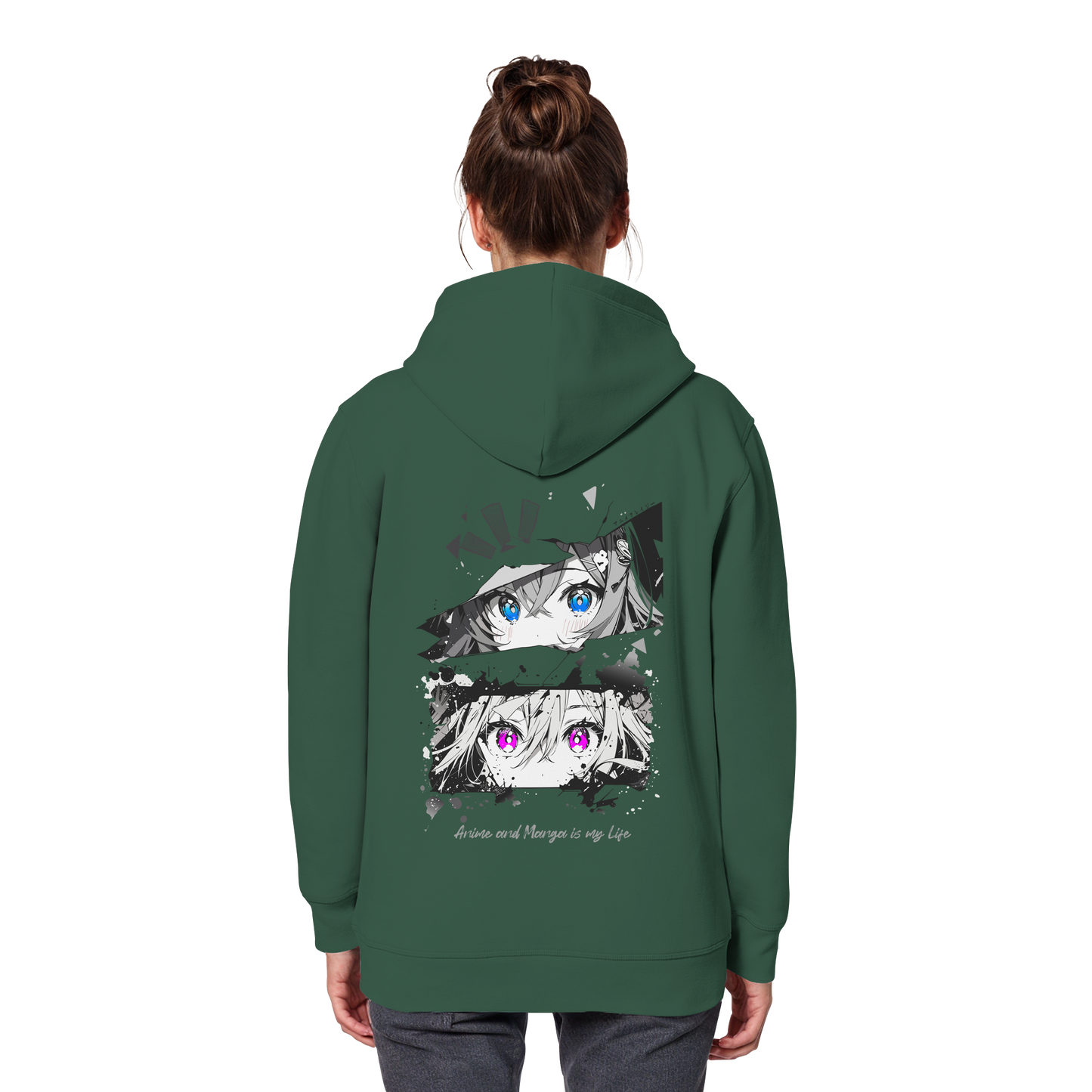 "Anime Eyes" Back - Organic Basic Hoodie