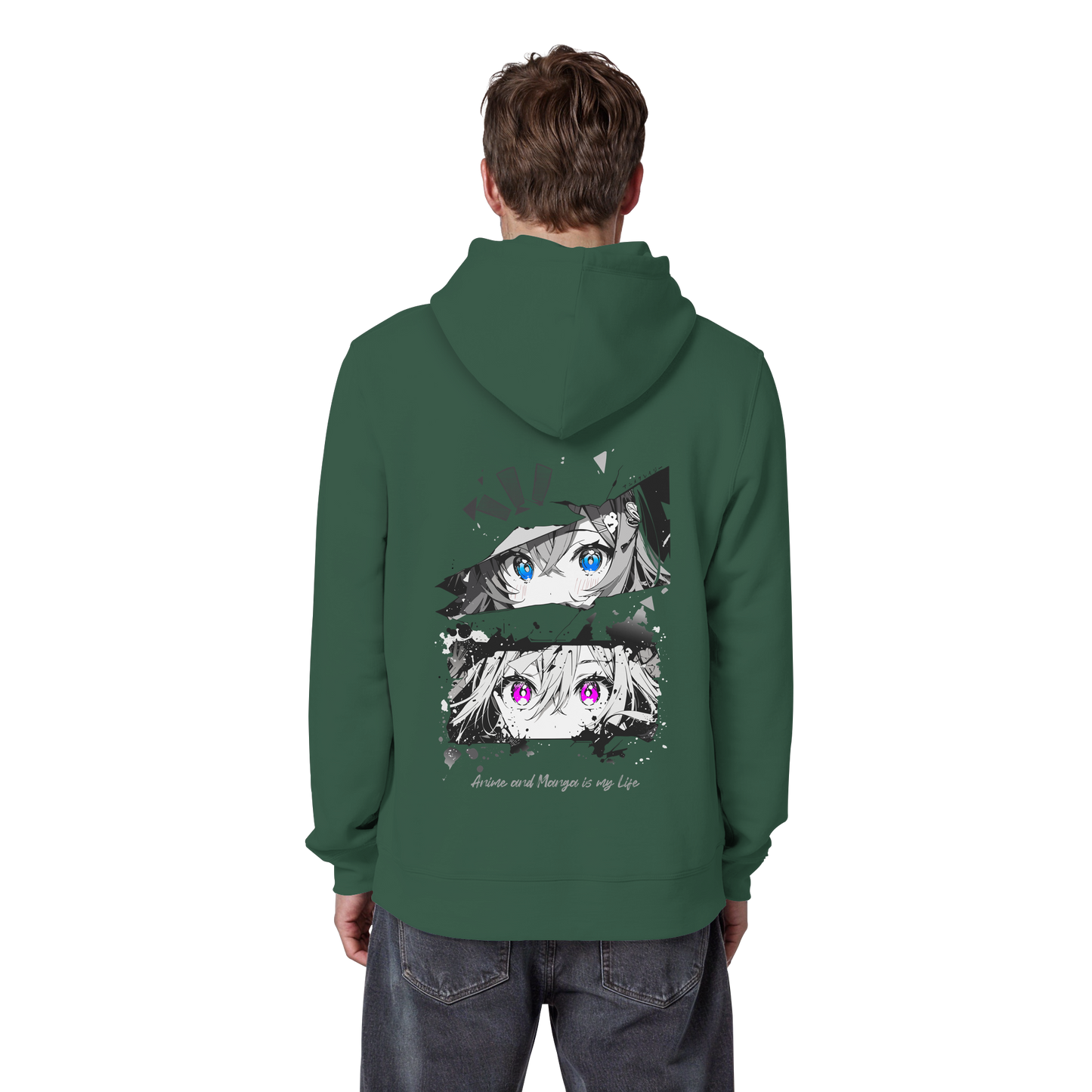 "Anime Eyes" Back - Organic Basic Hoodie