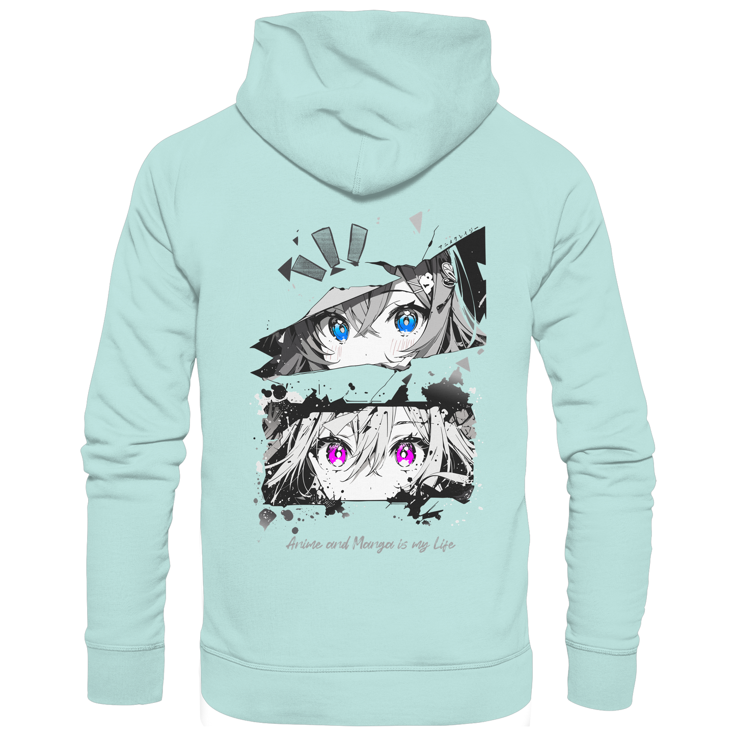 "Anime Eyes" Back - Organic Basic Hoodie