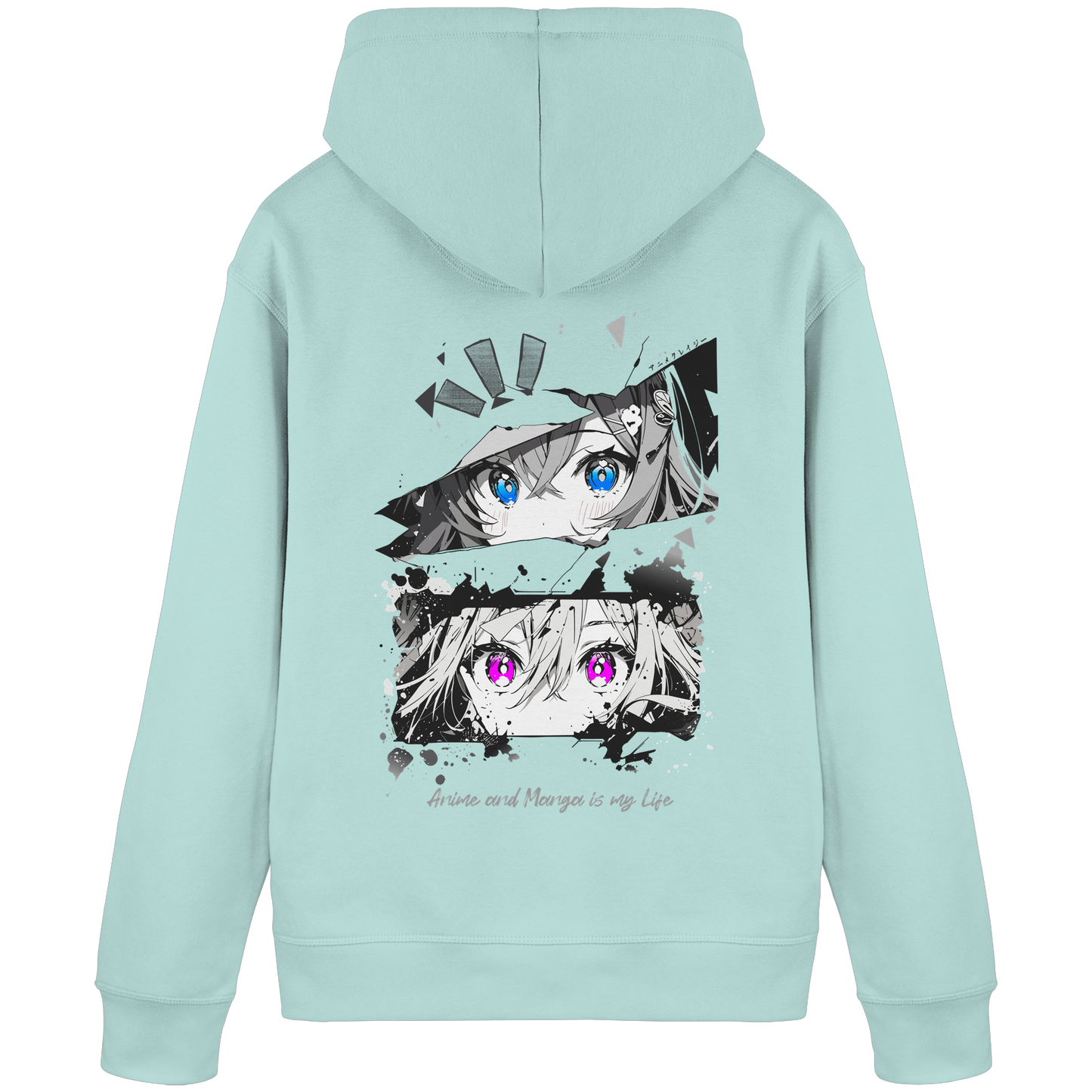 "Anime Eyes" Back - Organic Basic Hoodie