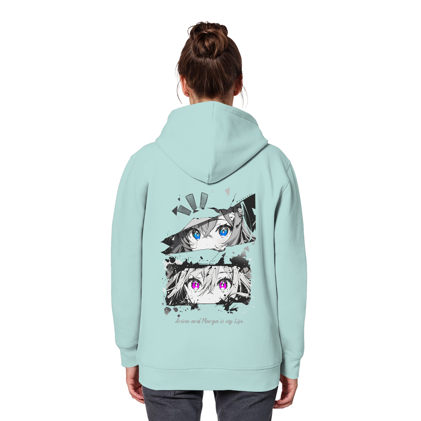 "Anime Eyes" Back - Organic Basic Hoodie