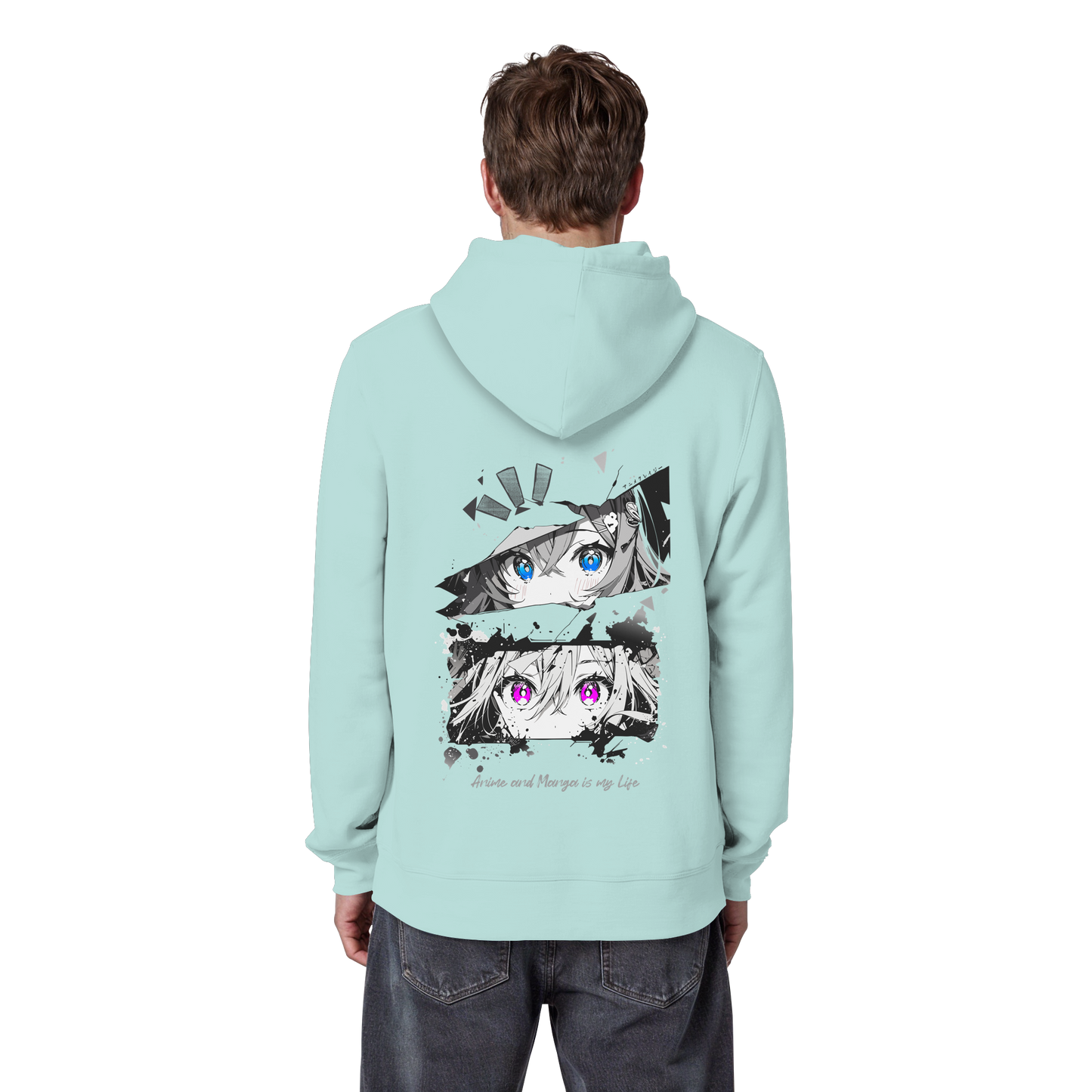 "Anime Eyes" Back - Organic Basic Hoodie