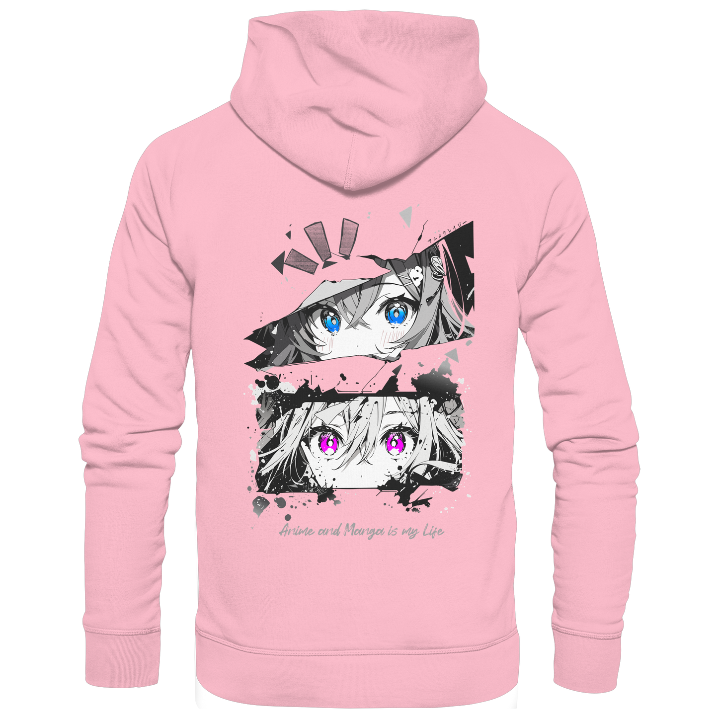 "Anime Eyes" Back - Organic Basic Hoodie