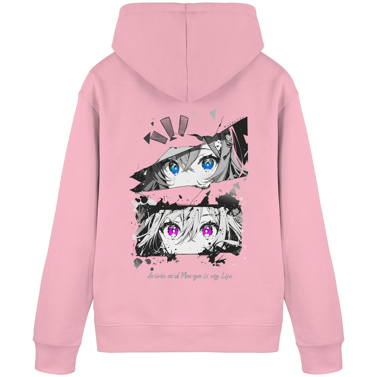"Anime Eyes" Back - Organic Basic Hoodie