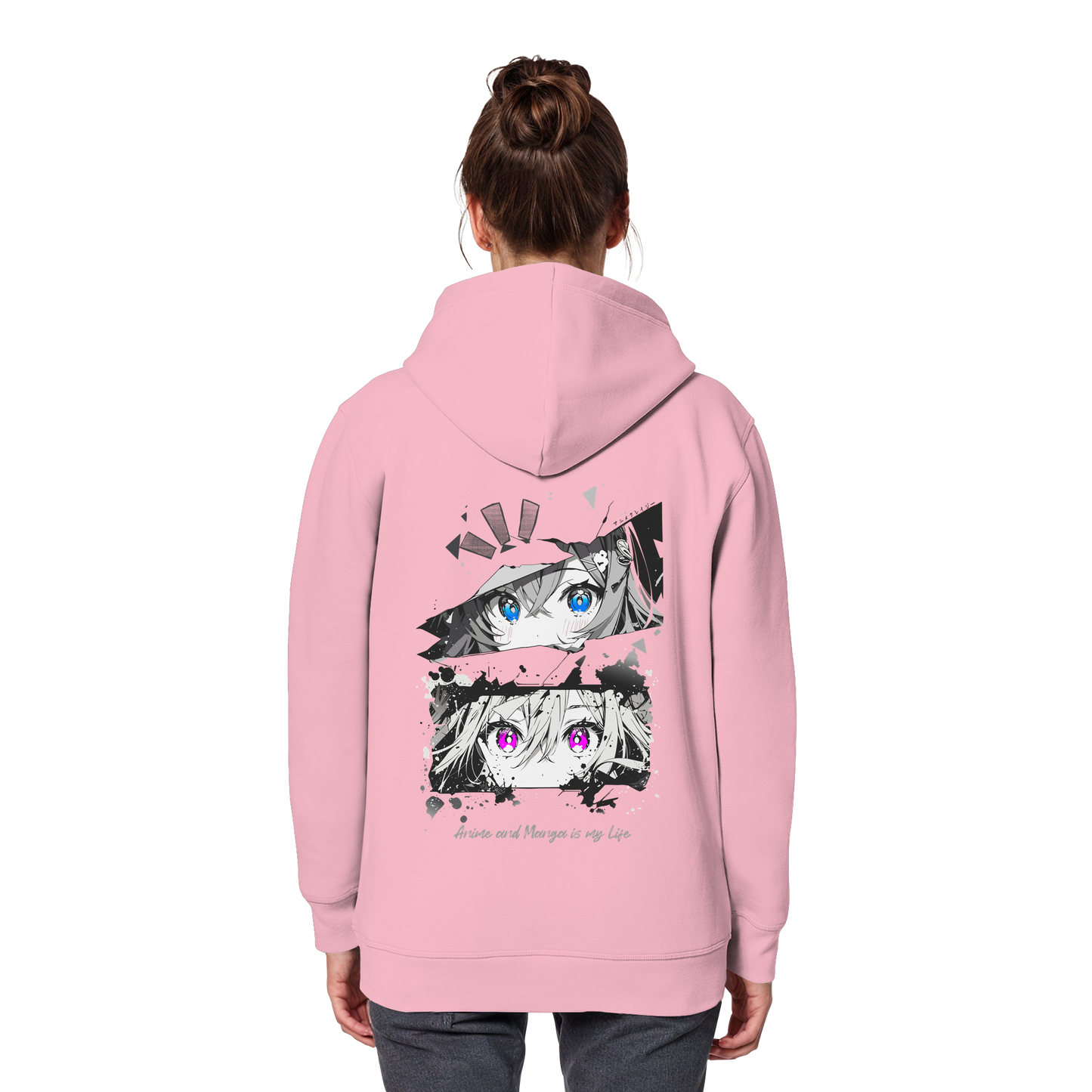 "Anime Eyes" Back - Organic Basic Hoodie