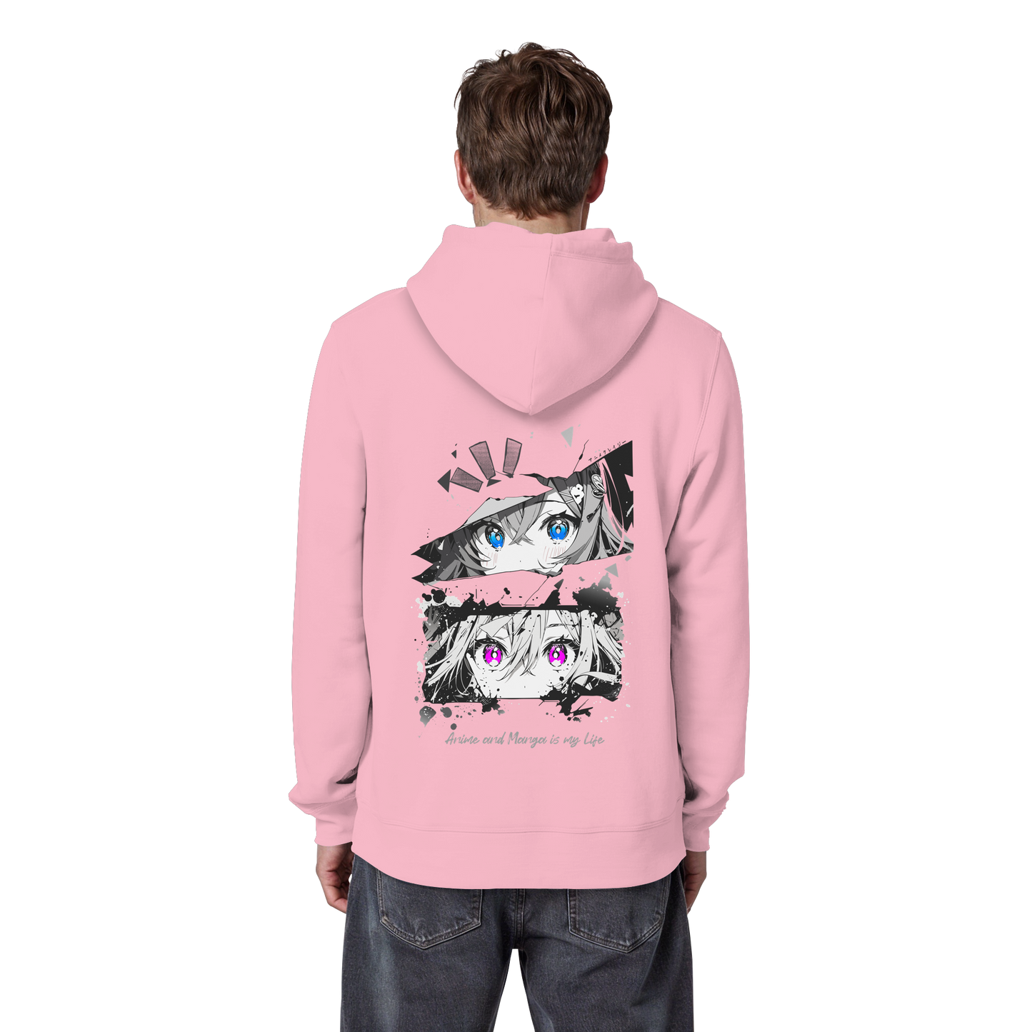 "Anime Eyes" Back - Organic Basic Hoodie
