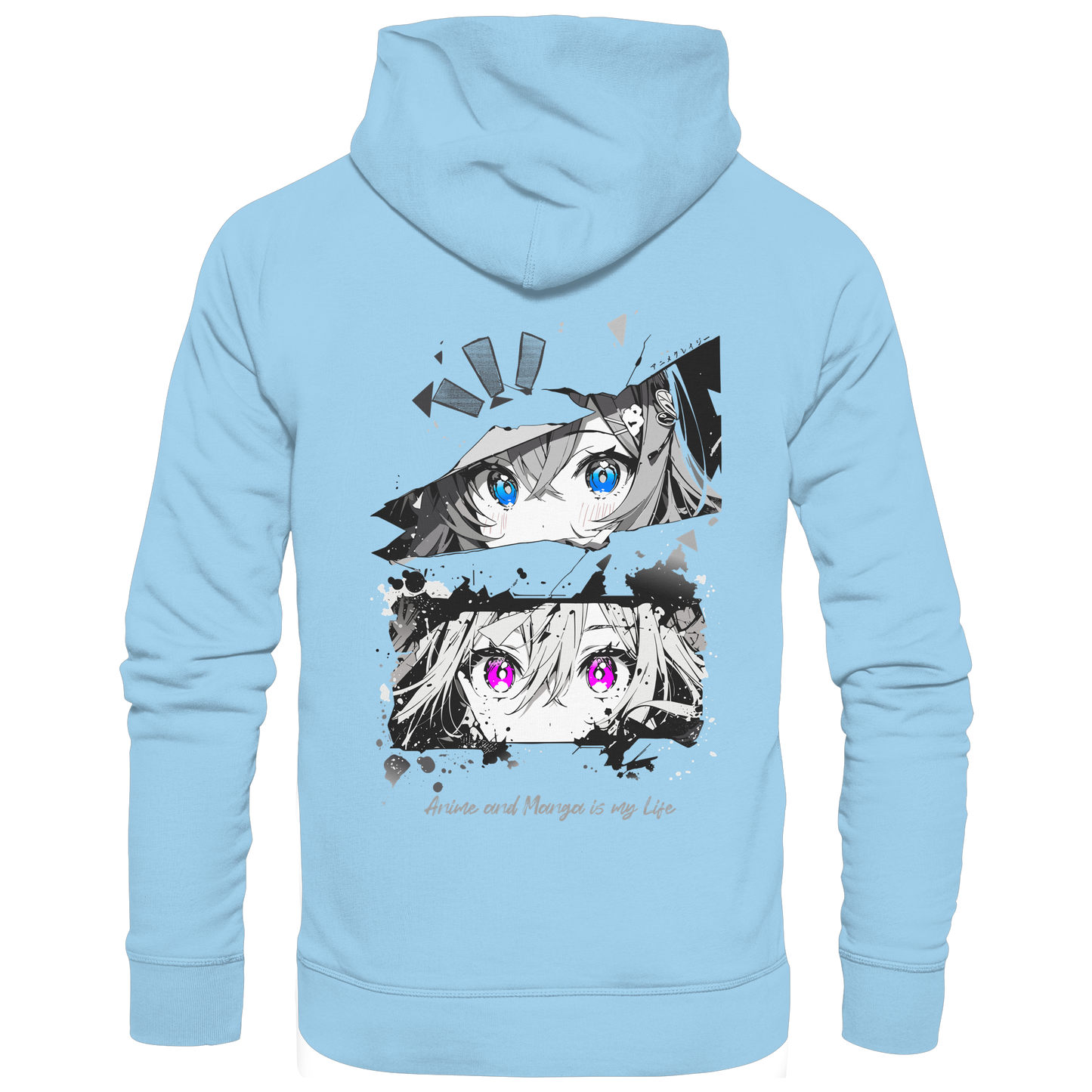 "Anime Eyes" Back - Organic Basic Hoodie