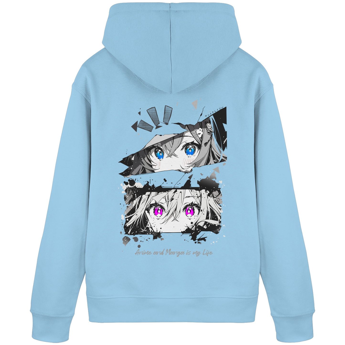 "Anime Eyes" Back - Organic Basic Hoodie