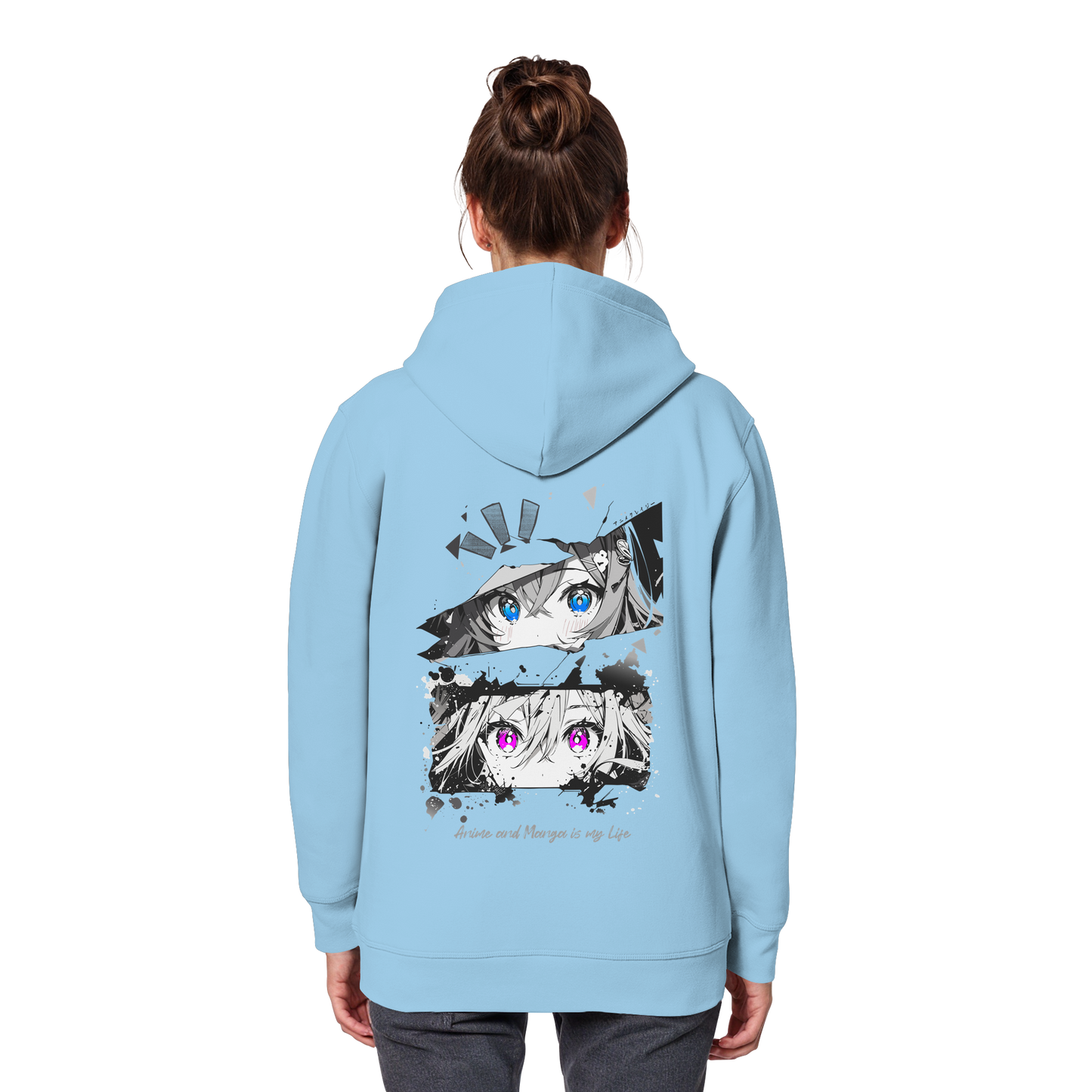 "Anime Eyes" Back - Organic Basic Hoodie