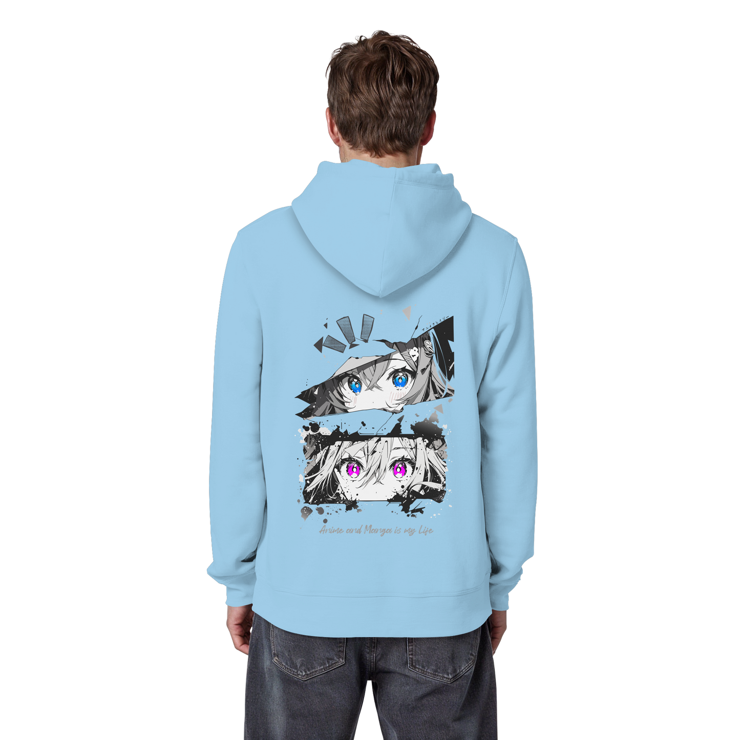 "Anime Eyes" Back - Organic Basic Hoodie