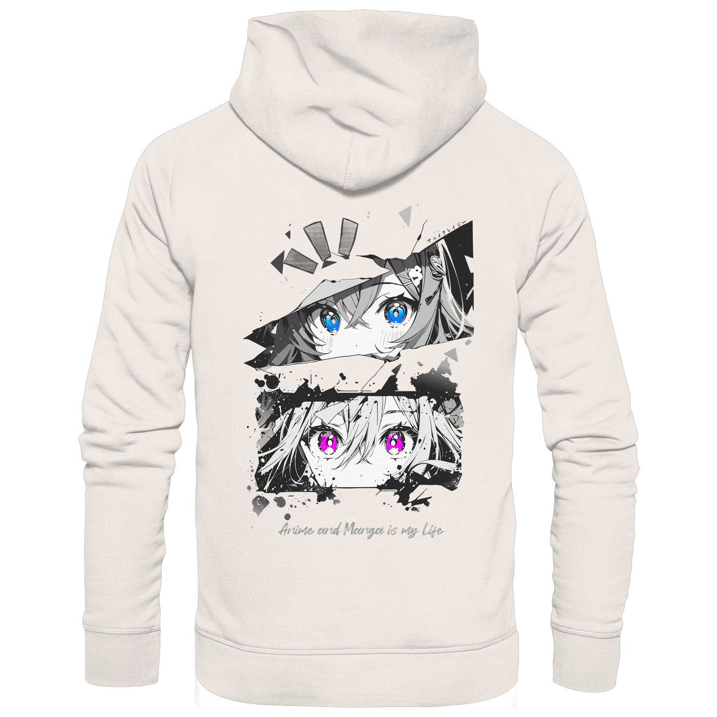 "Anime Eyes" Back - Organic Basic Hoodie