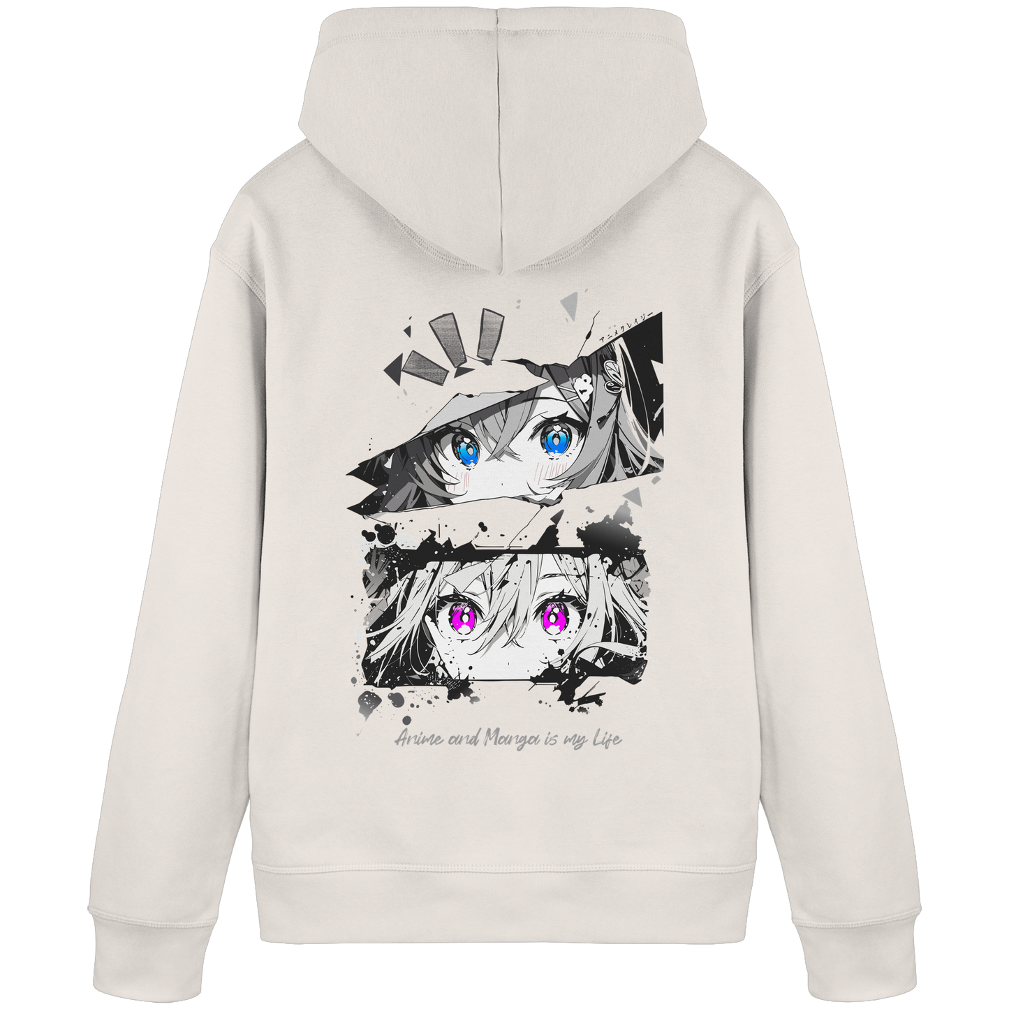 "Anime Eyes" Back - Organic Basic Hoodie