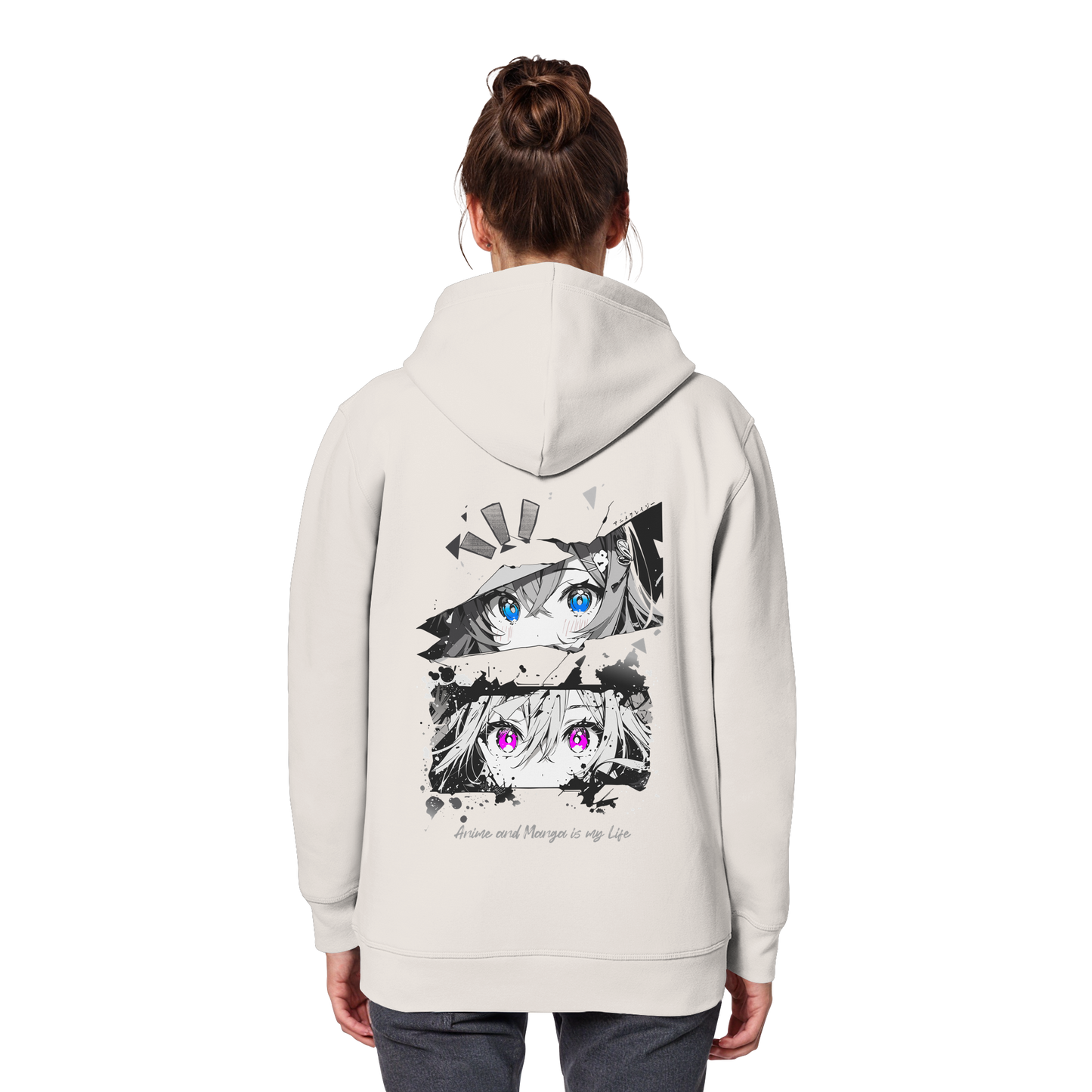 "Anime Eyes" Back - Organic Basic Hoodie