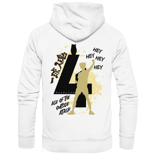 "Ace Of The Outside Attack" Back White Organic Classic Hoodie